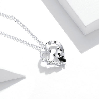 Popular Red Panda Platinum Plated Necklace Heart-shaped Cute Animal Girls Necklace Nema-Exp