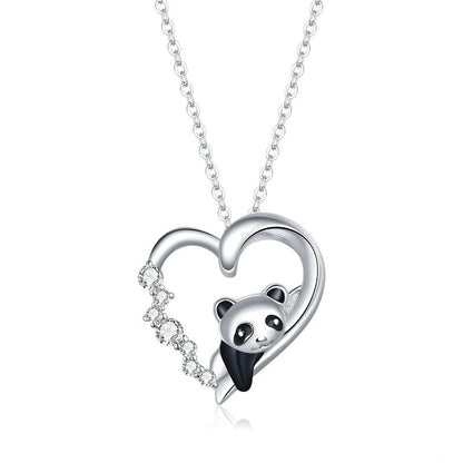 Popular Red Panda Platinum Plated Necklace Heart-shaped Cute Animal Girls Necklace Nema-Exp