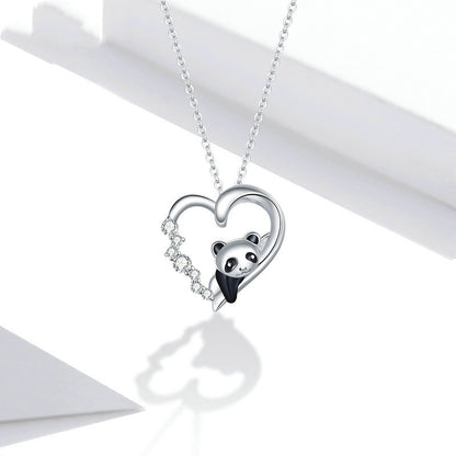 Popular Red Panda Platinum Plated Necklace Heart-shaped Cute Animal Girls Necklace Nema-Exp