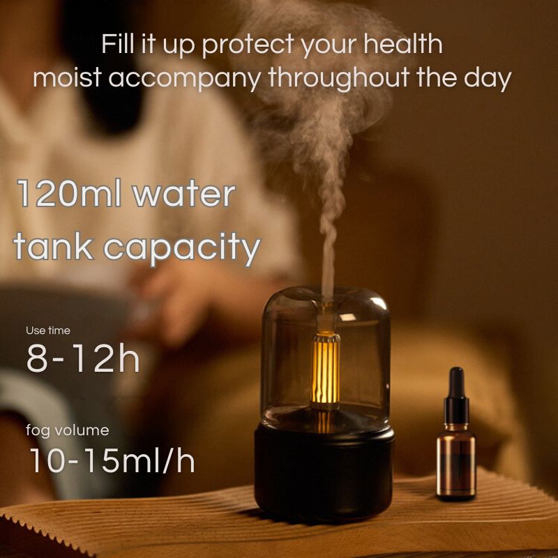 Portable Aroma Diffuser with Candlelight LED and Air Humidifier Nema-Exp